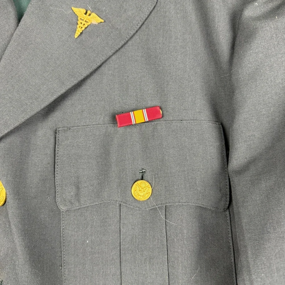 Vintage US Army Service Dress Jacket Mens 42L Tunic Major Engineers Patch